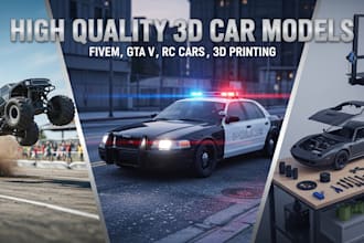 create high quality 3d car models for fivem, gta v, truck model, 3d car design