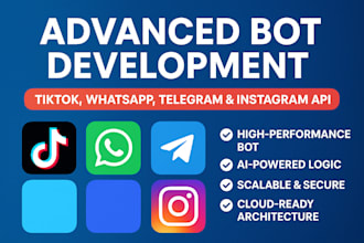 build tiktok bot, telegram bot, whatsapp bot, social media, instagram api bot