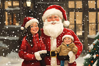draw caricatures for christmas, birthday couples and wedding