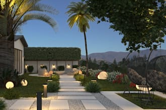 create professional exterior landscape design,  backyard pool stamping plan