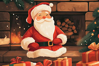 illustration christmas caricature, office holiday caricature