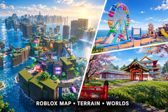 build roblox map, simulator obby, terrain, lobby, roblox studio game environment