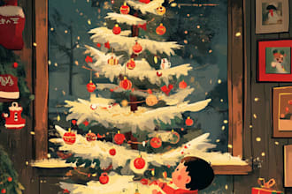 illustration christmas caricature, office holiday caricature