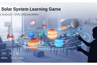 develop a stunning ar solar system and space  learning game for student