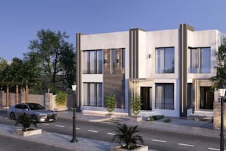 remodel modern townhouse exterior, residential suites design, facade vray render