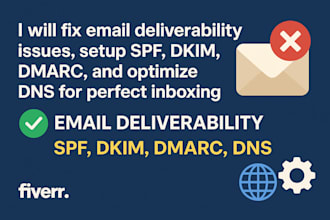 fix email deliverability issues, setup spf, dkim, dmarc, and optimize dns