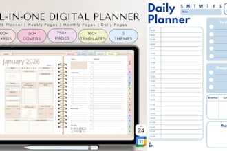 design custom planners, journals, workbook, ebook design and printable templates