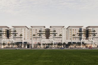 cgi commercial complex,3d shopping center,strip mall facade,plaza render,laneway