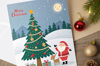 draw christmas illustrations and cards for you