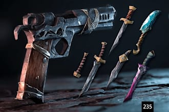 design creative concept art of weapons and items