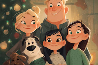 draw christmas couple family or pet portrait