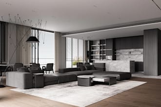 visualize house interior,detail luxury livingroom design,modern bathroom render
