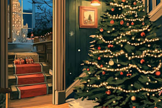 christmas children book illustration, bible illustration