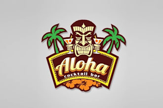 design high quality aloha cocktail bar logo