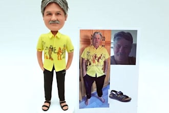 personalized bobblehead, 3d model from photo, caricature stl file for printing