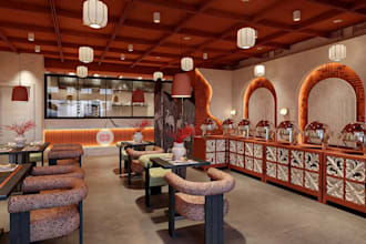 redesign 3d retail store, luxury shop interior render, restaurants furniture set
