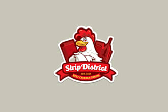 design surprising chicken strips food truck logo