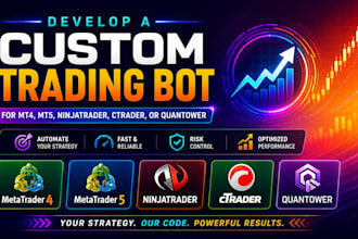 develop a custom trading bot for mt4,mt5, ninjatrader, ctrader, or quantower