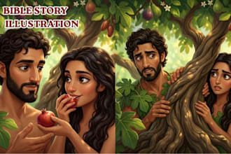 do christian storybook illustration bible themed kids illustration book cover