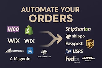 automate your shopify, e commerce store to shipping company shipstation,shippo