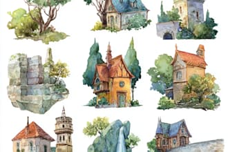 paint fantasy or storybook watercolor illustrations