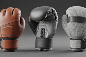 3d cgi glove design, leather, boxing and textile models for printing