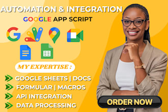 do your google apps script, sheets, api integration as your automation expert