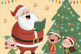 illustration christmas book , holiday funny cartoon