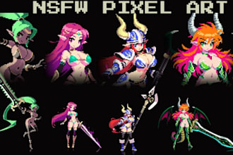 create nsfw pixel art pixel art character sprite sheet for your game assets