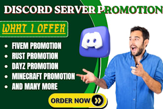 promote your gaming discord server, fivem, rust, dayz, minecraft promotion