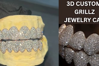 do custom 3d jewelry, grillz, cad designs for rendering, printing manufacturing