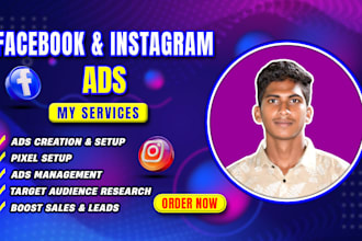 do setup facebook ads , meta ads , fb merketing advertising campaign