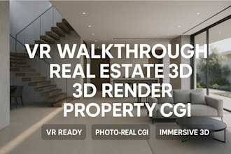 design high end VR ready real estate walkthrough, 3d visualization and rendering