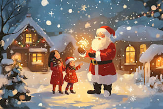 draw unique christmas illustration