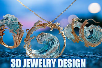 design 3d jewelry, gemstone cad ring, grillz pendant engraved jewelry cad expert