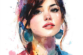 watercolor minimalist paintings from photos, custom watercolor portraits