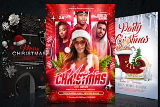professional christmas, new year and event flyer design