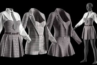 design 3d garment 3d outfit, apparel, virtual clothing with clo3d or marvelous