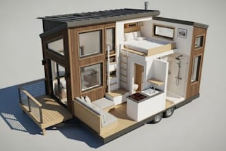 design a 3d tiny house plan, tiny home model, cabin and small house layout