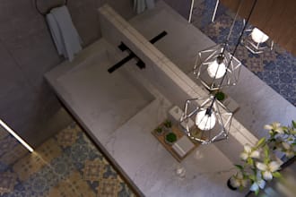 design a modern 3d bathroom and vanity