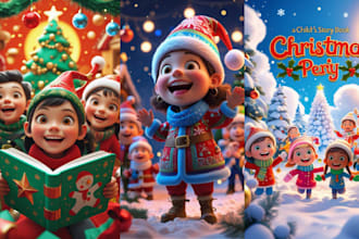 do christmas storybook illustration, children book illustration ,kids book cover