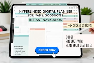 create a hyperlinked digital planner, etsy digital planner, adhd notion template