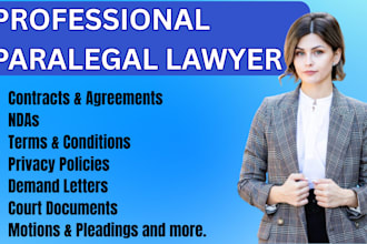 draft legal contracts, motions, agreements, and provide paralegal support
