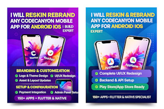 reskin rebrand any codecanyon mobile app for android ios build expert