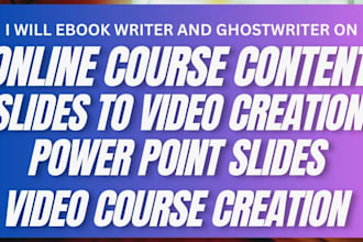 create online course content, course creation, ebook writer, training course