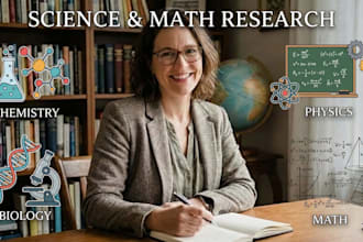 write research article, case study or report in biology, chemistry and physics