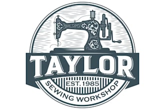 make custom apparel tailor sewing machine logo design for your fashion brand