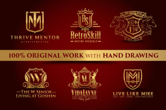 design heraldic, modern luxury logo with hand drawing