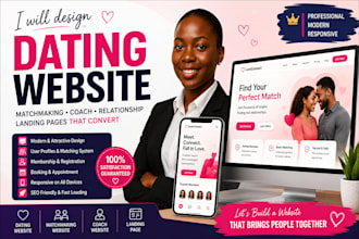 design dating website, matchmaking landing page or coach site