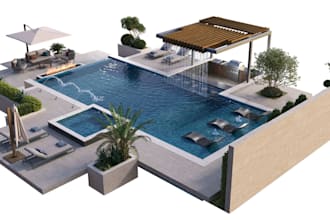 design modern 3d cgi swimming pools, backyard landscapes and permit sets